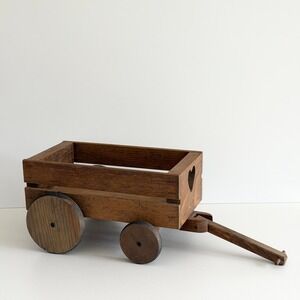 Vintage Handcrafted Toy Wooden Cart Rustic Farmhouse Art‎ Deco Display